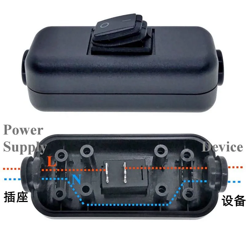 Uniteelec Max 250V 6A(125V 10A ) Water Proof IP65 3 Feet ON-OFF Rocker DPST Inline Switch