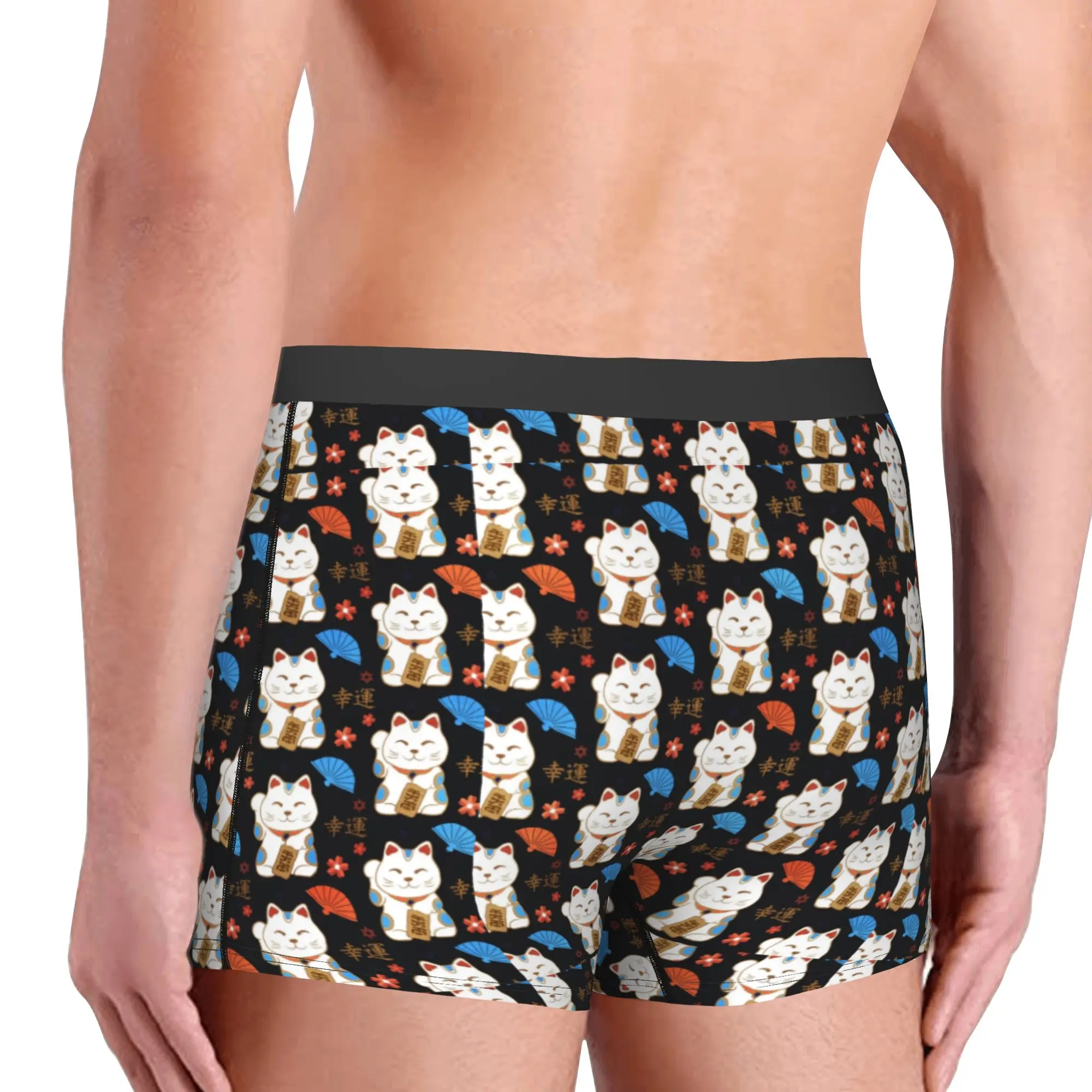 Novelty Maneki neko Cats Pattern Boxers Shorts Panties Male Underpants Breathable Japan Lucky Cat Briefs Underwear