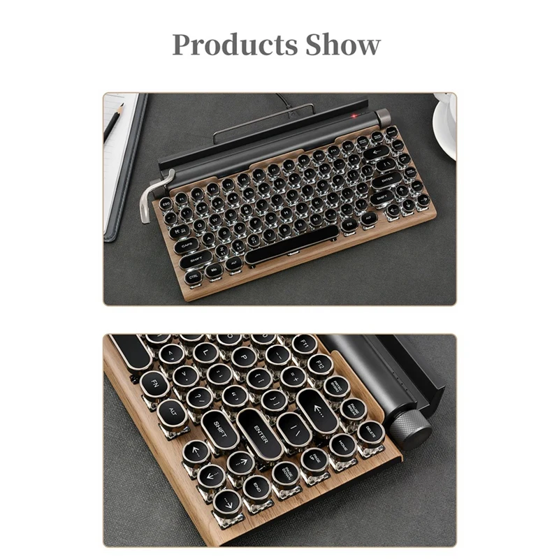 83 Keys Gaming Keyboards Retro Typewriter Keyboard Wireless Bluetooth Keyboard USB Mechanical Punk Keycaps For PC