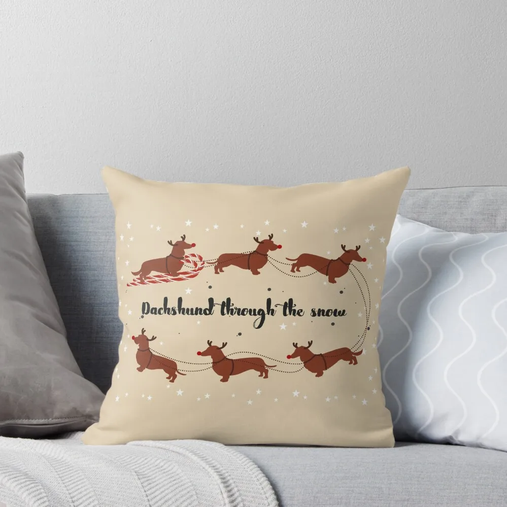 

Dachshund Through The Snow Throw Pillow christmas ornaments 2024 Christmas Pillow Cases pillow