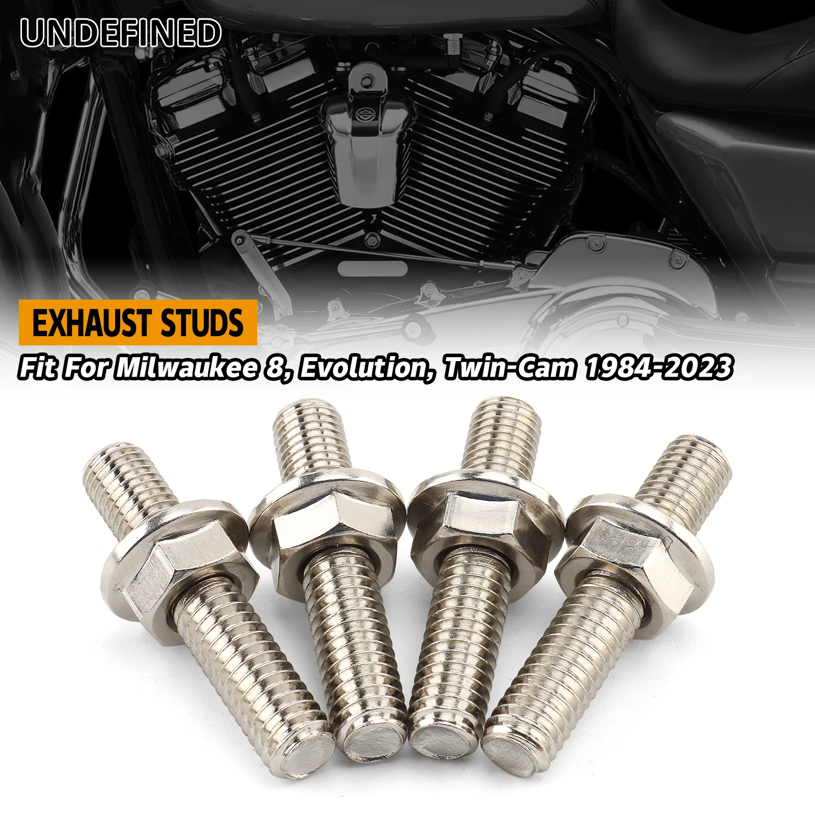 Exhaust Port Studs & Nuts Pipe Butt Screws Both-Ends Screw-In Bolts for Big Twin 84-23 Sportster XL 1200 883 1986-2023