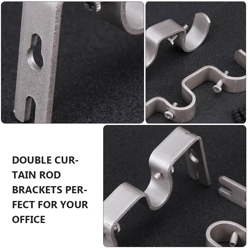 

3 pcs Curtain Rod Double Heavy Duty Iron Home Double Rod Bracket Decor Window Dressing Hardware Black Rust Elegant Two Layer