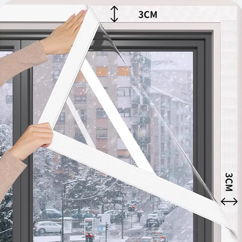 Winter Window Sealing Warm Film Windproof Warm Curtain Detachable Transparent Window Screen Self-adhesive Window Insulation Film