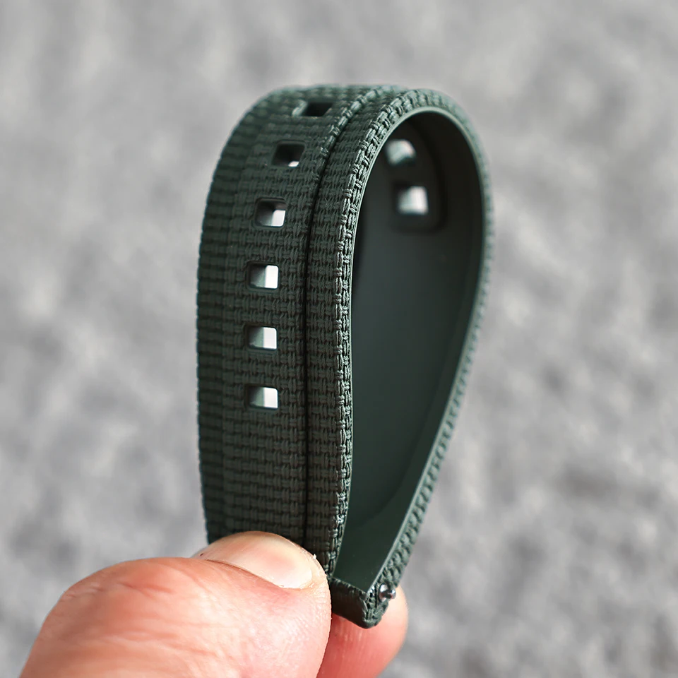 Neues Design, gebogenes Ende, Gummi-Uhrenarmband, 20mm 21mm 22mm, FKM-Uhrenarmband, Sport-Armband für Herren, für Rolex, Seiko, Omega, Tissot – Detail 6