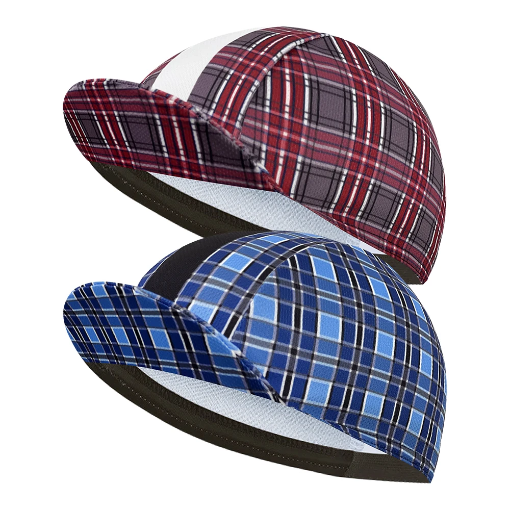 Classic cycling cap, polyester sweat wicking, pop, unisex, classic plaid