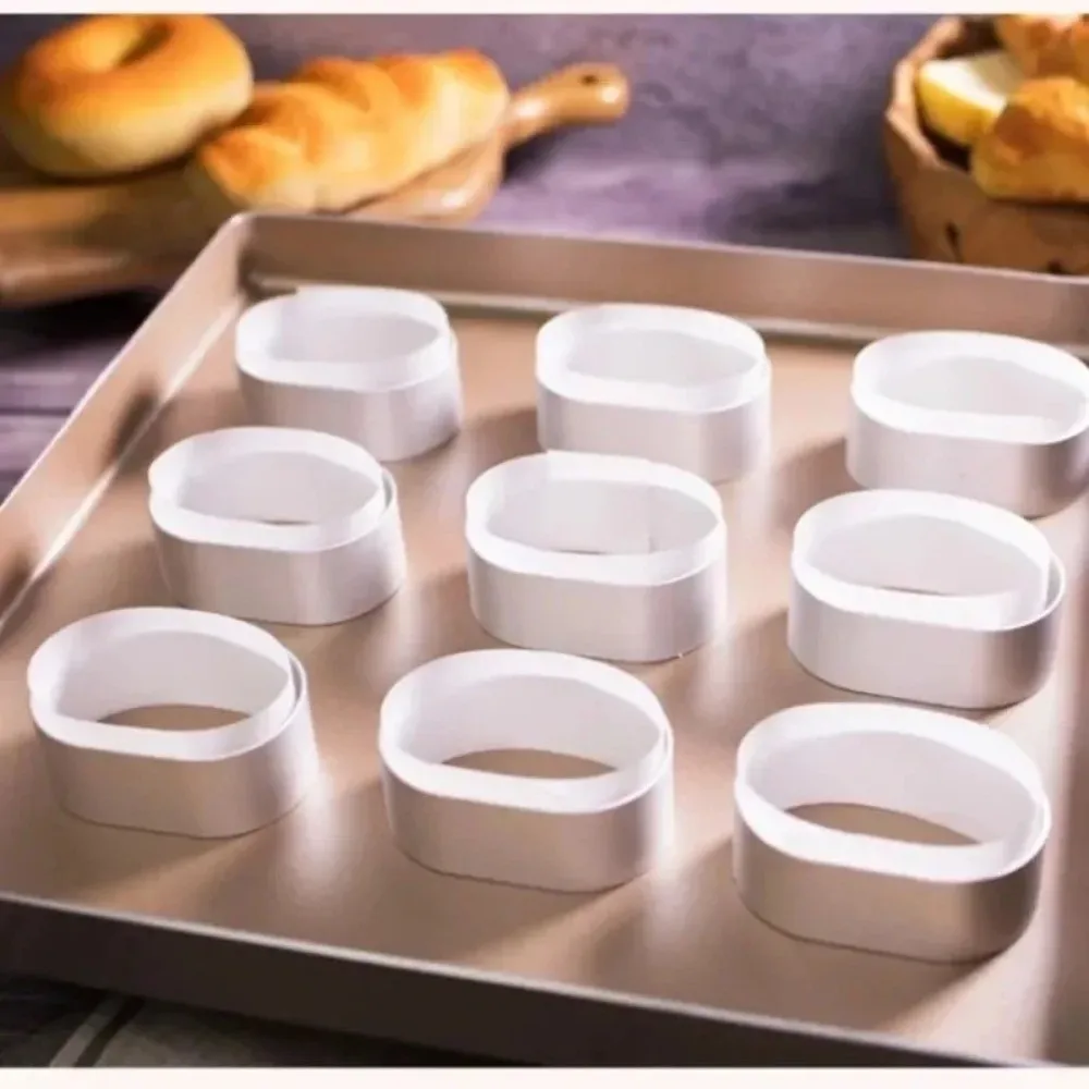 

10 шт., антипригарная форма для чизкейка, высокотемпературные овальные формы из алюминиевого сплава, легко демонтируемые, прочное кольцо для торта с мусом