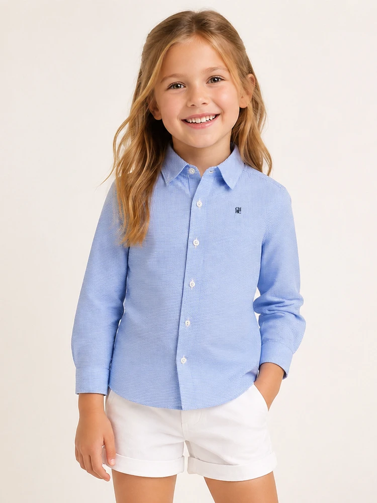 CH Besticktes Langarm-Shirt für Mädchen mit Spitzkragen, Reguläre Passform, Sportlich-Aktiv, Weiche Baumwolle, Lässiges Alltags-Oberteil – Detail 2