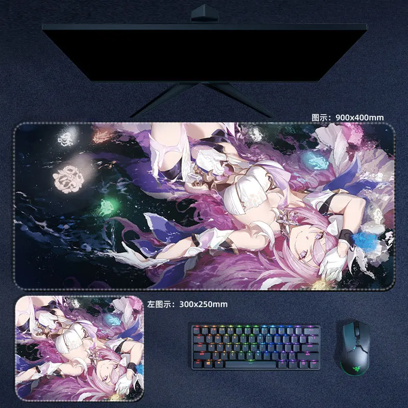 Honkai Impact 3rd Mousepad Elysia Mobius Yae Sakura Large Mouse Pad Computer Keyboard Padding Anime Gaming Accessories Desk Mat