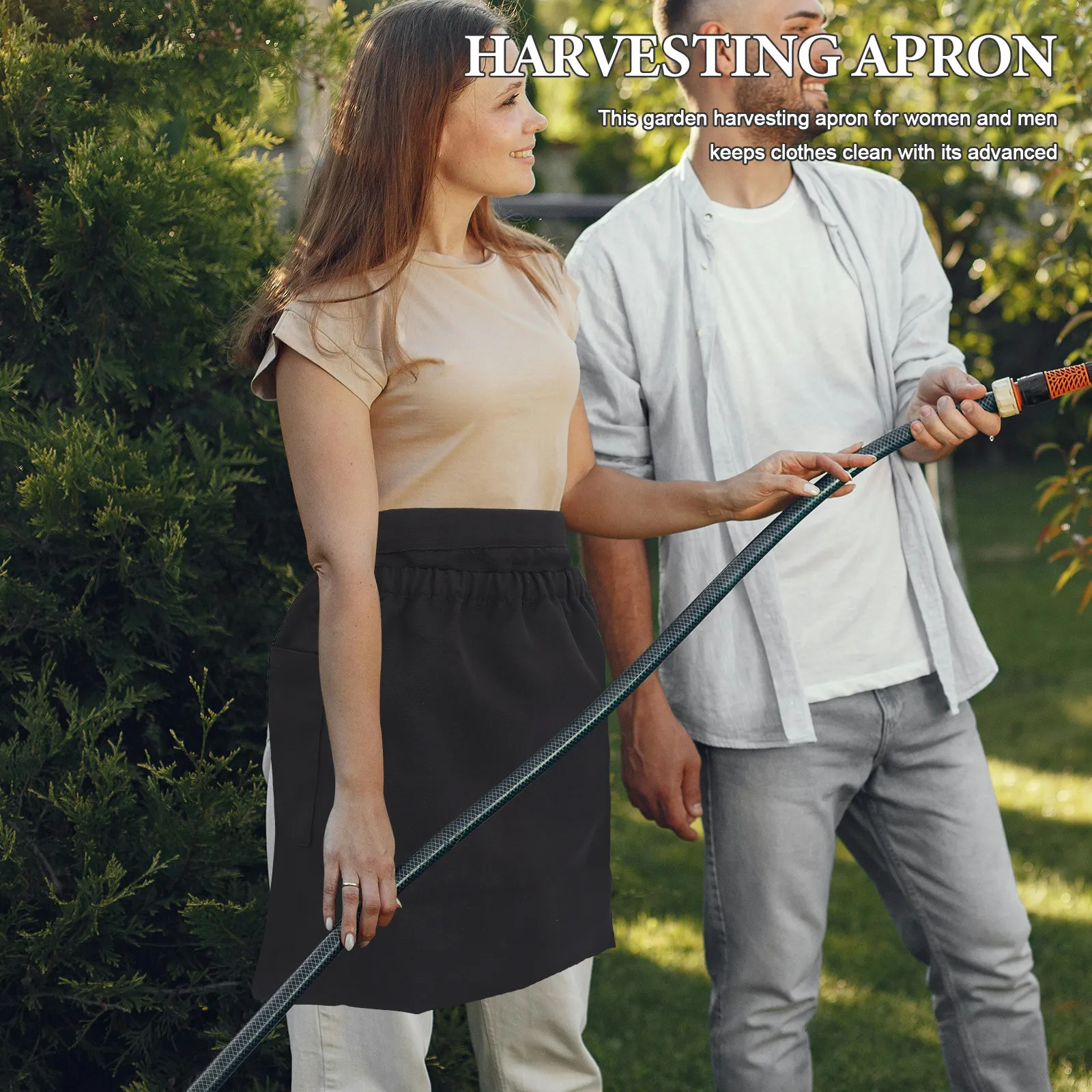 Large Capacity Garden Harvest Apron Waterproof Canvas Adjustable Straps Pockets for Fruit Vegetable Picking Outdoor Gardening