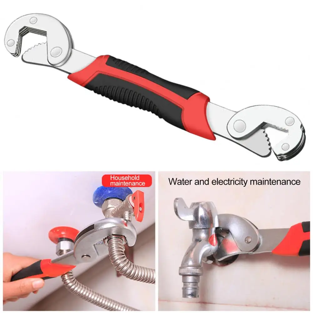 Strong Biting Force Wrench Heavy Duty Carbon Steel Adjustable Wrench for Plumbing Faucet Basin Multifunctional for Bathroom