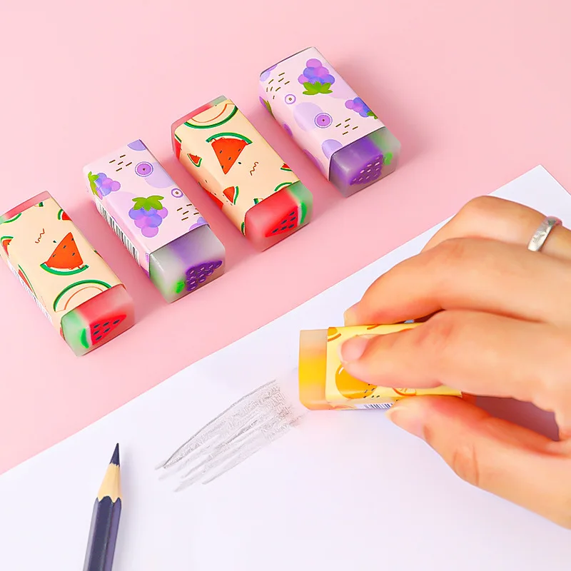 Gomma da cancellare carina per cartoni animati con frutta Patttern School Rubber Kids Kawaii Things for School cancelleria coreana School Desk accessori
