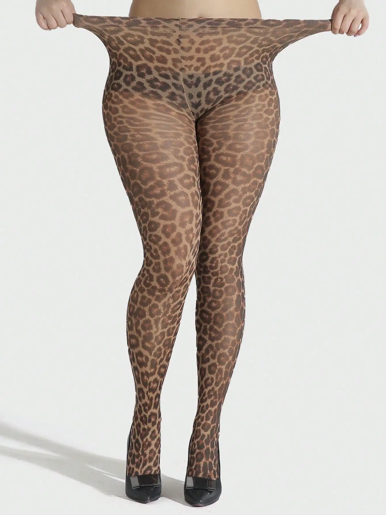 1 Paar Damen-Strumpfhosen mit Leopardenmuster, transparente Strumpfhose mit hoher Taille und blickdichtem Oberteil für Partys und Ausflüge in die Nacht