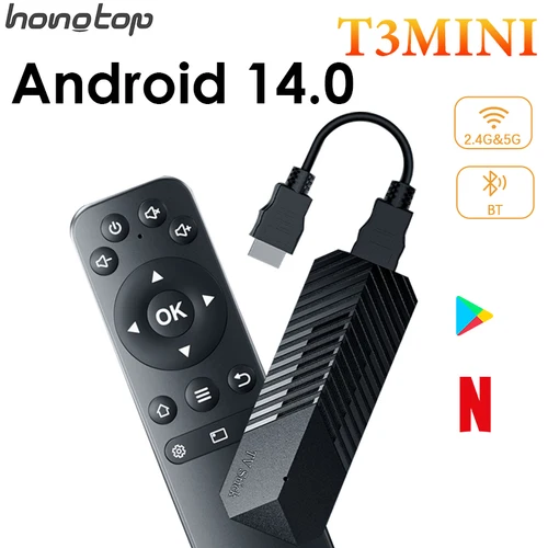 Hongtop T3Mini Smart Tv Stick 4K Vídeo Hd Android 14,0 2,4G