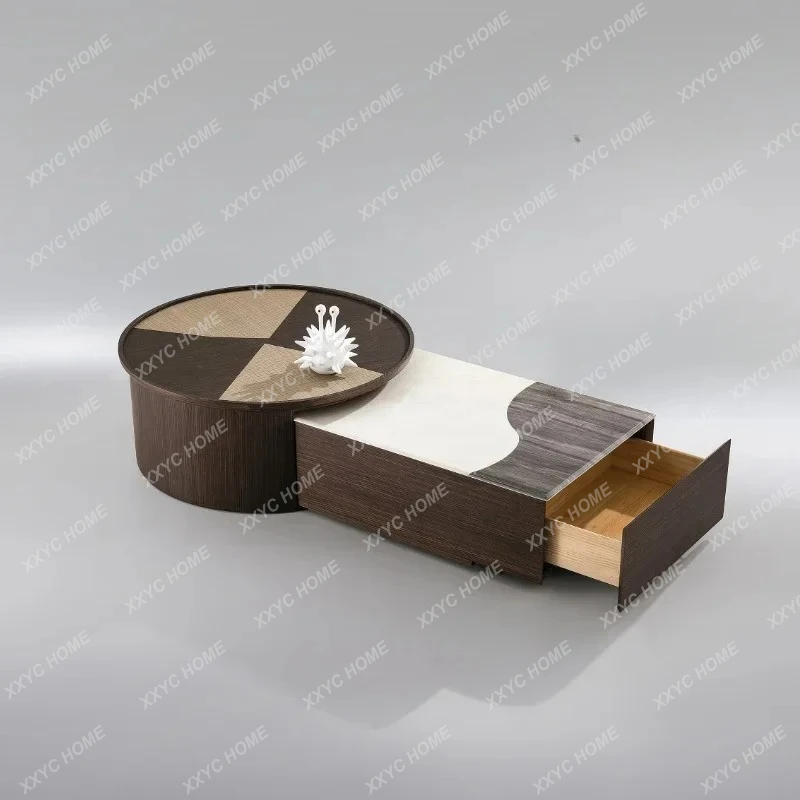 A Convex Pattern Gear Technology Wood Grain Bright Super Crystal Stone Table Tea Table
