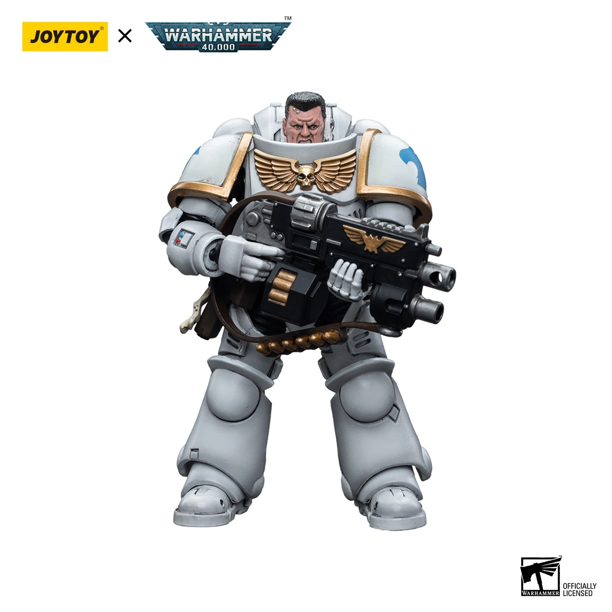 JOYTOY Warhammer 40k 1/18 Action Figure Anime 12cm Space Marines White Consuls Intercessors Captain Messinius  Model Toys