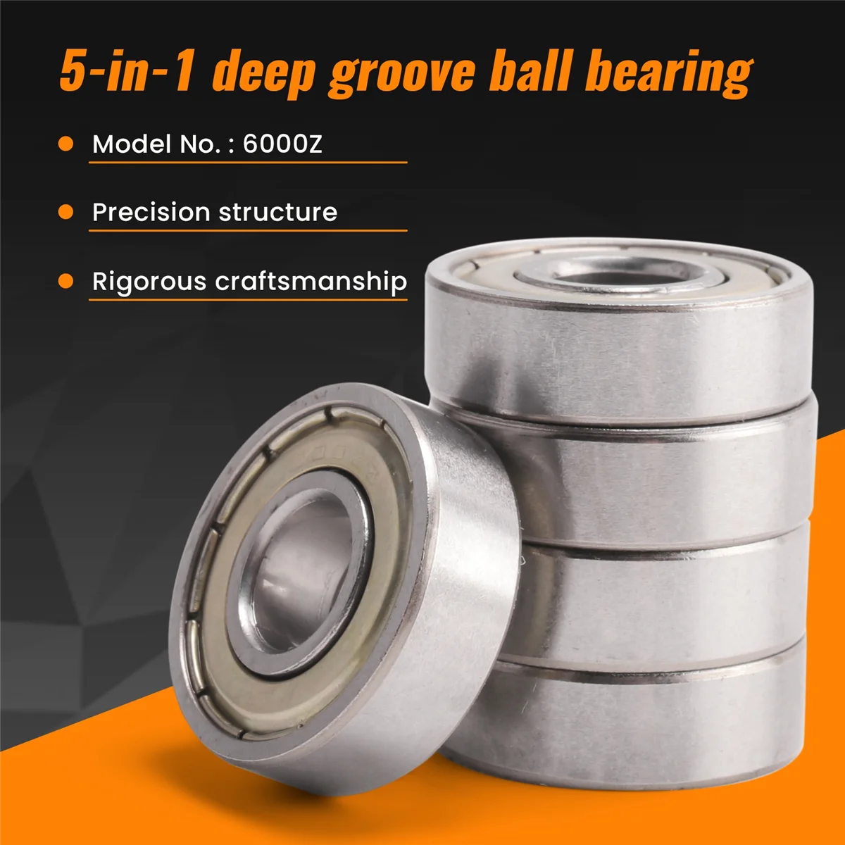 

ABKM 10mm/26mm/8mm 6000Z Radial Shielded Deep Groove Radial Ball Bearing 5 Pcs