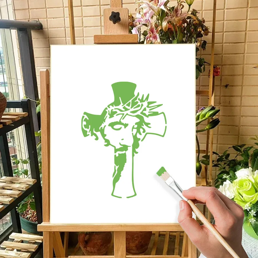 1pc 예수 십자가 그림 템플릿 예술적 디자인 기독교 기호 공예 용품