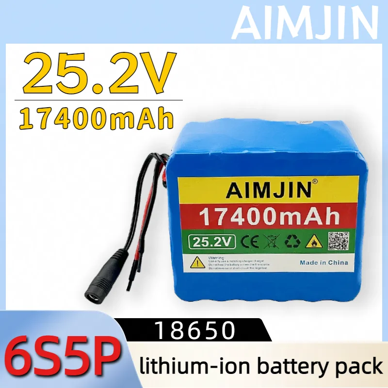 

New 6S5P Rechargeable Battery 25.2V 17400mAh 18650 Lithium-ion Battery Pack Built-in Smart BMS