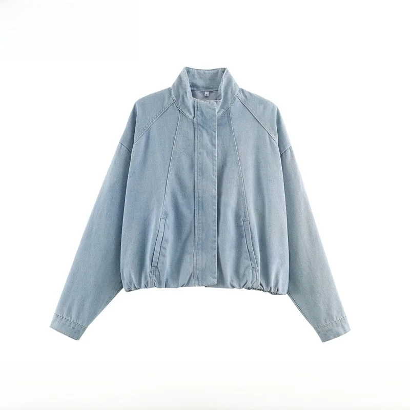 Early Autumn New Arrival Women's Fashion Casual Denim Jacket Short Outerwear Versatile ZR Style Polyester Fiber Long Sleeve