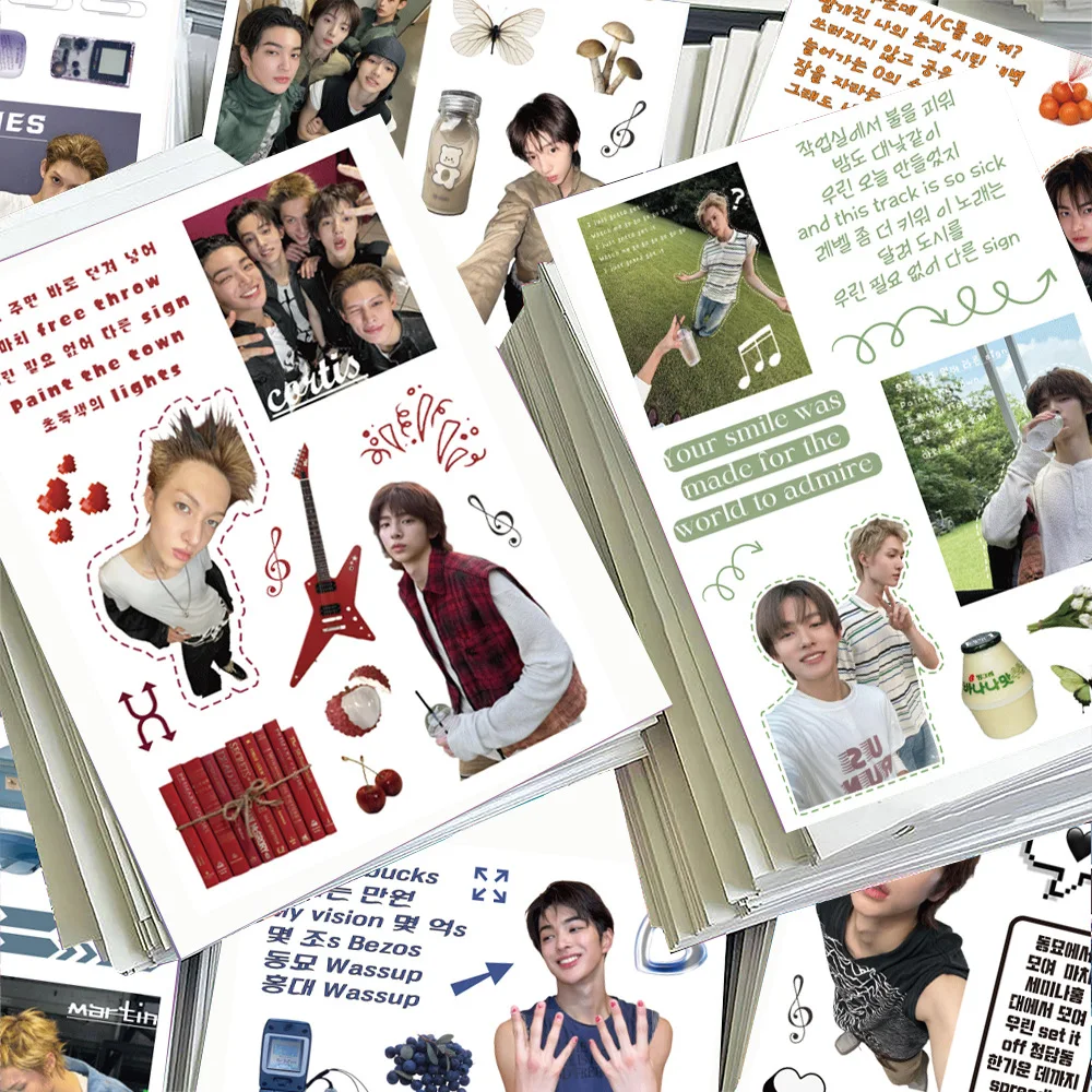 KPOP 8 قطع من ملصقات الأفلام المقطوعة من Cortis ذات قيمة جمالية عالية، مادة مجمعة محيطية للرجال من مجموعة Kpop، مقاومة للماء