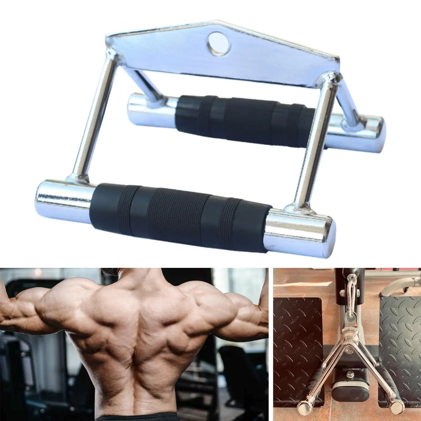 Double D Row Handle Steel Cable Attachment Heavy Duty Press Down Bar V Shaped Bar for Workout Exercise Biceps Sports Tricep