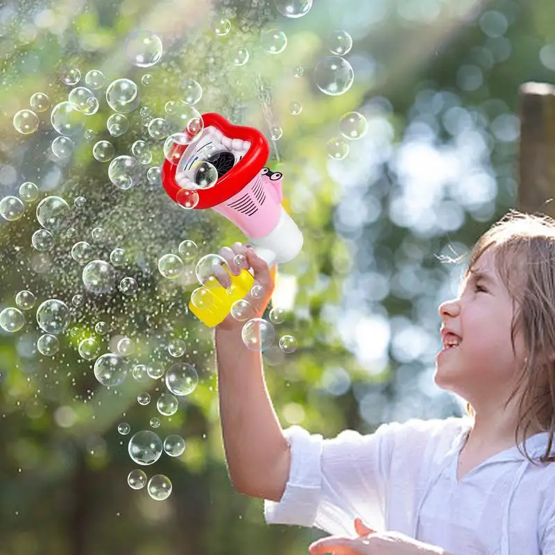 Macchina per bolle per bambini Macchina per bolle elettrica a bocca grande Macchina portatile da spiaggia portatile a 10 fori per divertimento in giardino per ragazzi e ragazze nel cortile
