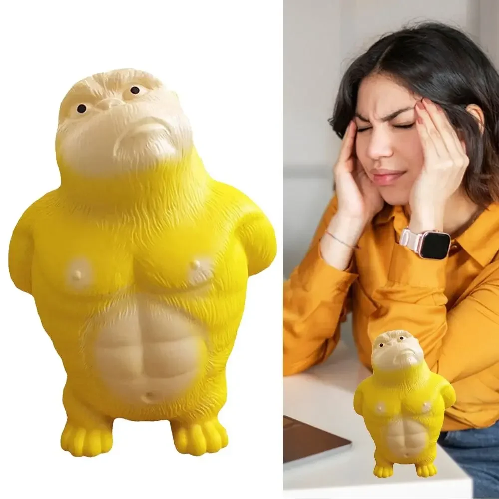 Funny Yellow Squeezing Toys Cartoon Orangutan PVC Gorilla Rebound Toys Pinch Stretch Children Stress Relief Toys