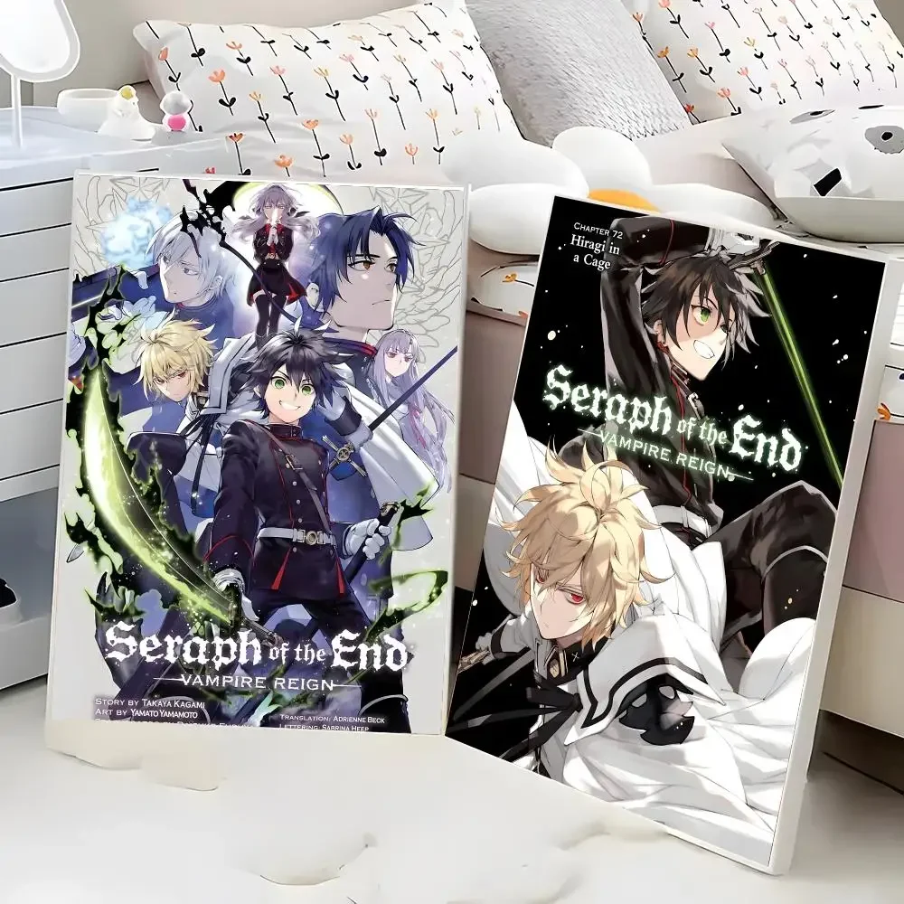 Seraph Of The End Owari no Seraph Yuichiro Hyakuya Vampire Apocalypse Calligraphy Poster Eco-Friendly Decor Frameless Canvas