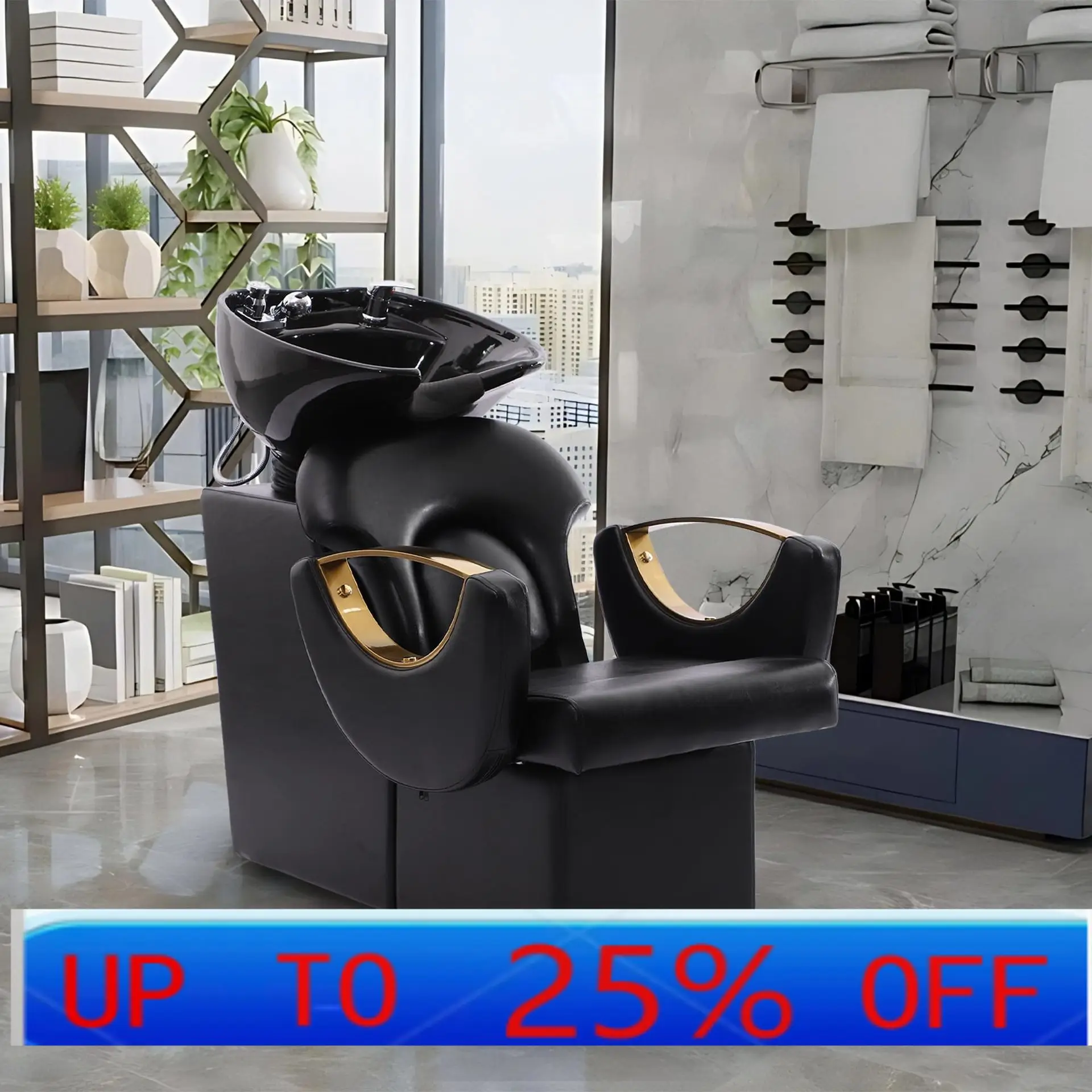 

Lmm Shampoo Bed Ceramic Basin Sitting Shampoo Chair Hair Salon Flush Bed Adjustable