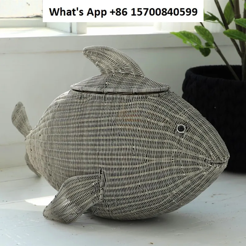 

Rattan Creative Personality Fish Children's Storage Box Whale Features