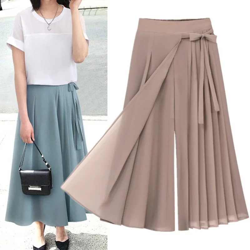 Pant women 2026 casual New pleated chiffon trousers elastic waist casual pants spring summer men's clothing