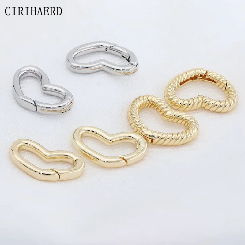 Jewelry Buckle 14K Gold/Rhodium Plated Love Heart Clasp Necklace Bracelet End Connectors Clasps For Jewelry Making Accessories