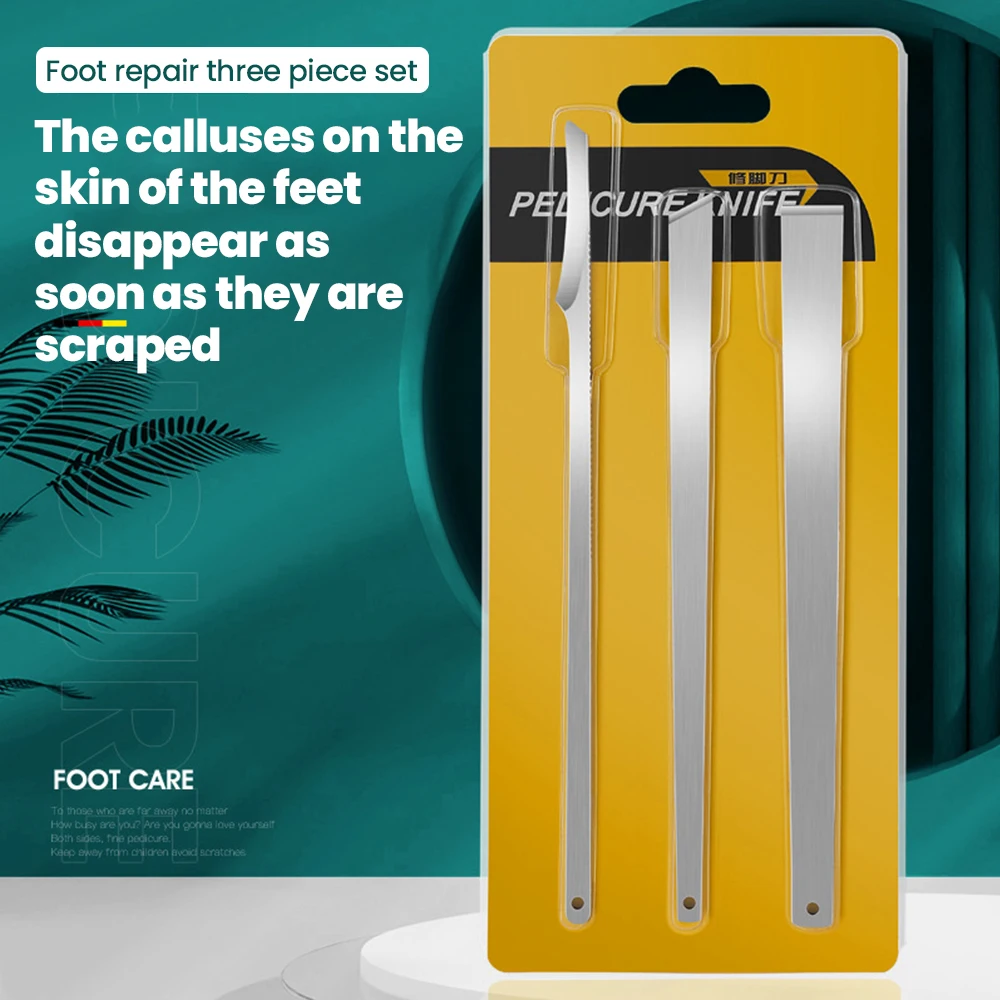 3 ชิ้น/เซ็ต Pedicure ชุดมีด Professional คุด Toenail Foot Care เครื่องมือสแตนเลสสตีลเล็บ Nippers Clipper Remover Kit