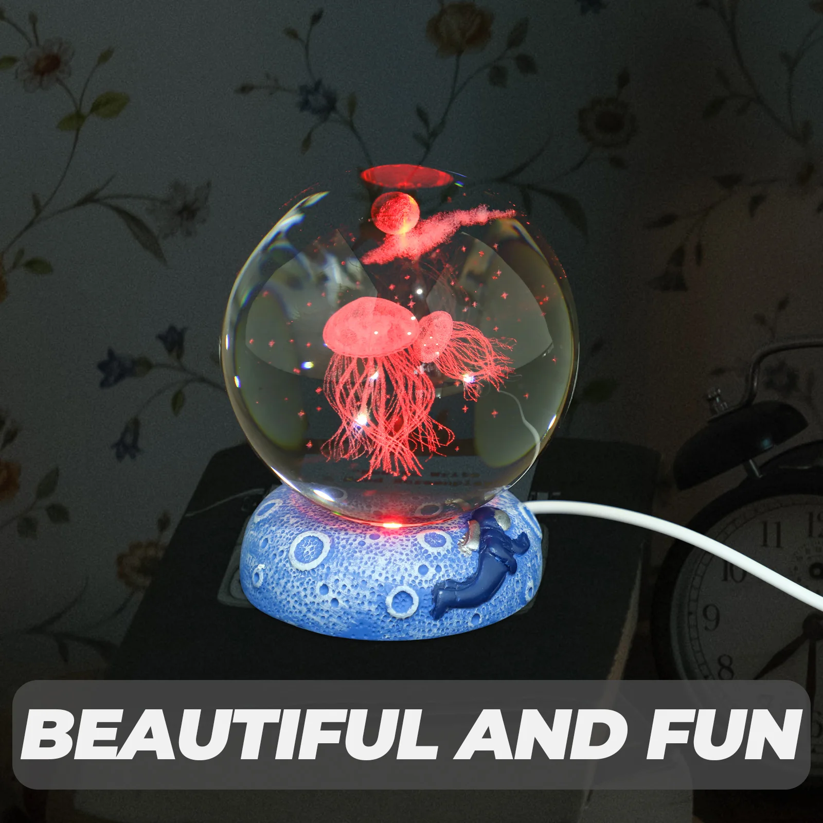 

3D Crystal Ball Night Light Led Color-Changing Lamp Elegant Bedroom Decor Small Light With Stable Base Ambient Lighting For Home
