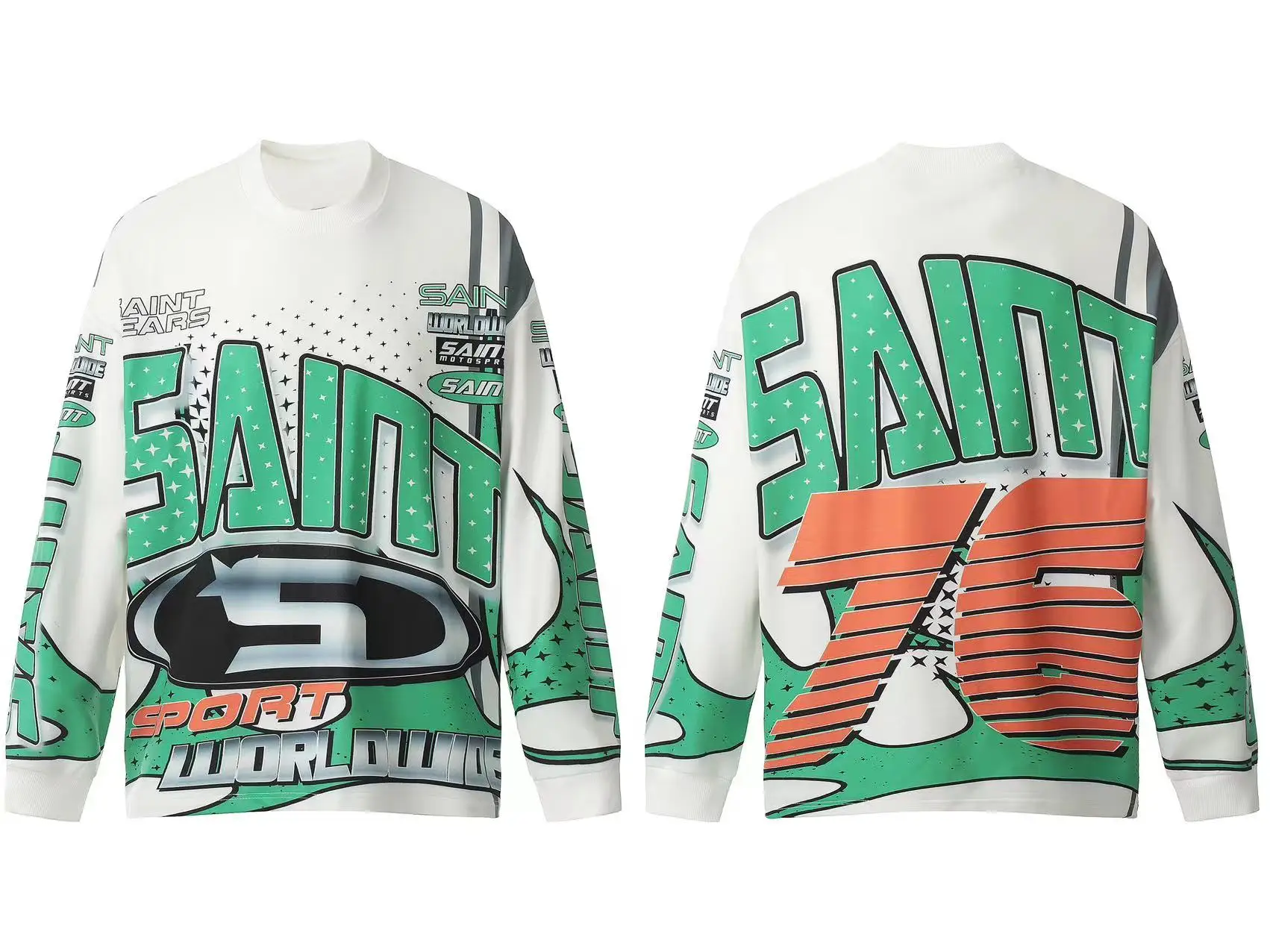 

Oversize Full Printing Vintage Green Saint Tears T-Shirt Men Women T Shirt Tee Long Sleeve Tops