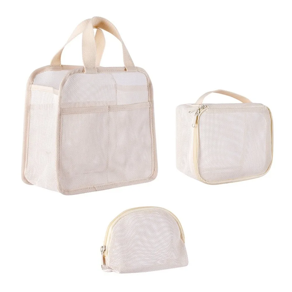 

3Pcs/set Large Capacity Mesh Cosmetic Bag Transparent Lightweight Transparent Makeup Pouch Zipper Visibility Travel Storage Bag