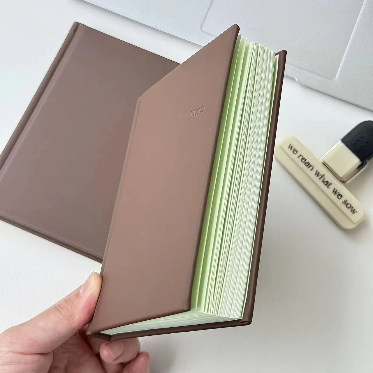 A6 Japanese notebook journal Handbook Green Inner Page Niche Ins cute Diary Office Journal Diary notepad Stationery Student view 4