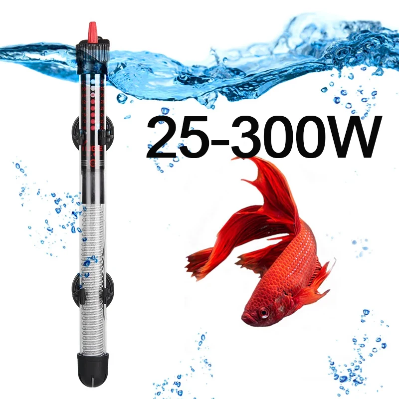 110v-240v Adjustable Temperature Thermostat Heater Rod 25W/ 50W/ 100W/ 200W/ 300W Submersible Aquarium Fish Tank Water Heat New