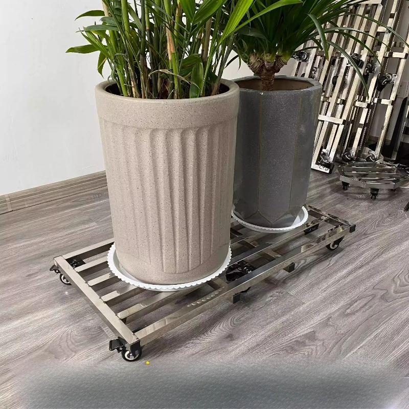 Heavy Duty Stainless Steel Mobile Storage Rack Square Rolling Tray Universal Washing Machine Bracket Thickened Metal Plant Base