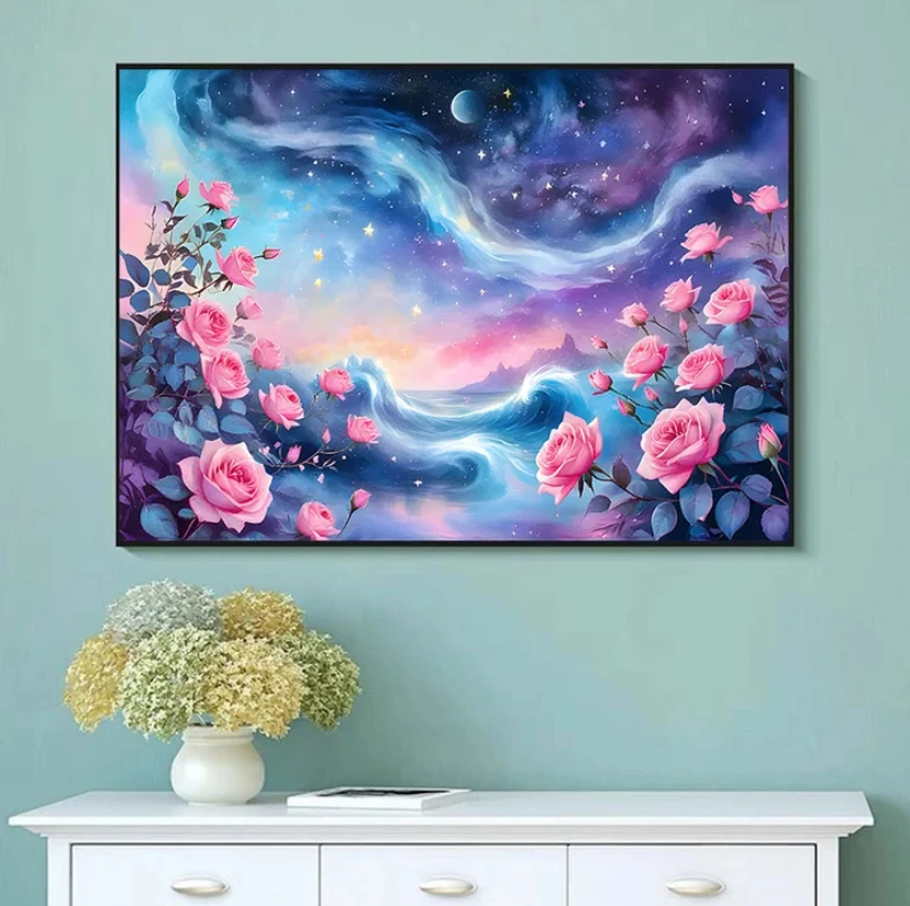 

9ct 60x85cm Starry Sky Flower Embroidery DIY Chinese Style Printed Kits Cross Stitch Thread Needlework Set Home Decor Crafts New