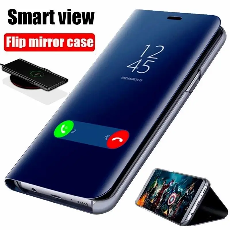 Smart Flip Case For Iphone16 15 14 13 12 Plus Pro Max Mirror Leather Stand Phone Cover For iPhone 16 Anti-fall Protective Fundas