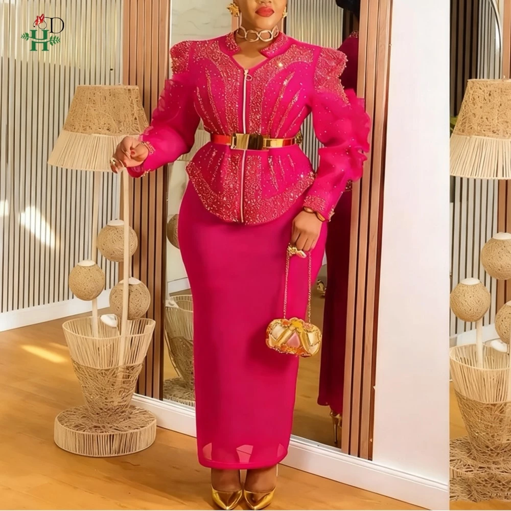 

H&D Plus Size African Party Dresses For Women New Fashion Dashiki Ankara Wedding Evening Gown Elegant Turkey Muslim Maxi Dress