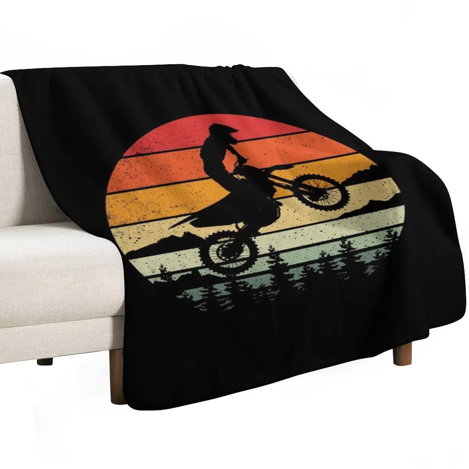 Braaap Dirt Bike Motorcross Vintage Retro Style Funny Throw Blanket Cute Plaid Decorative Throw heavy to sleep Blankets