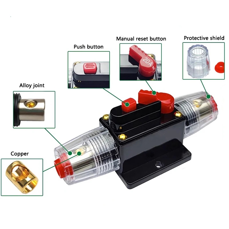 Circuit Breaker Power Protect Fuse Trolling with Manual Reset Waterproof Car Boat 20A To 300A 12V-48V