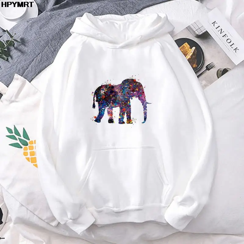 

Women Streetwear Spring and Autumn Fashion pocket Hoodie Inks style animal graphics Print Casual cozy pullover long sleeves Tops