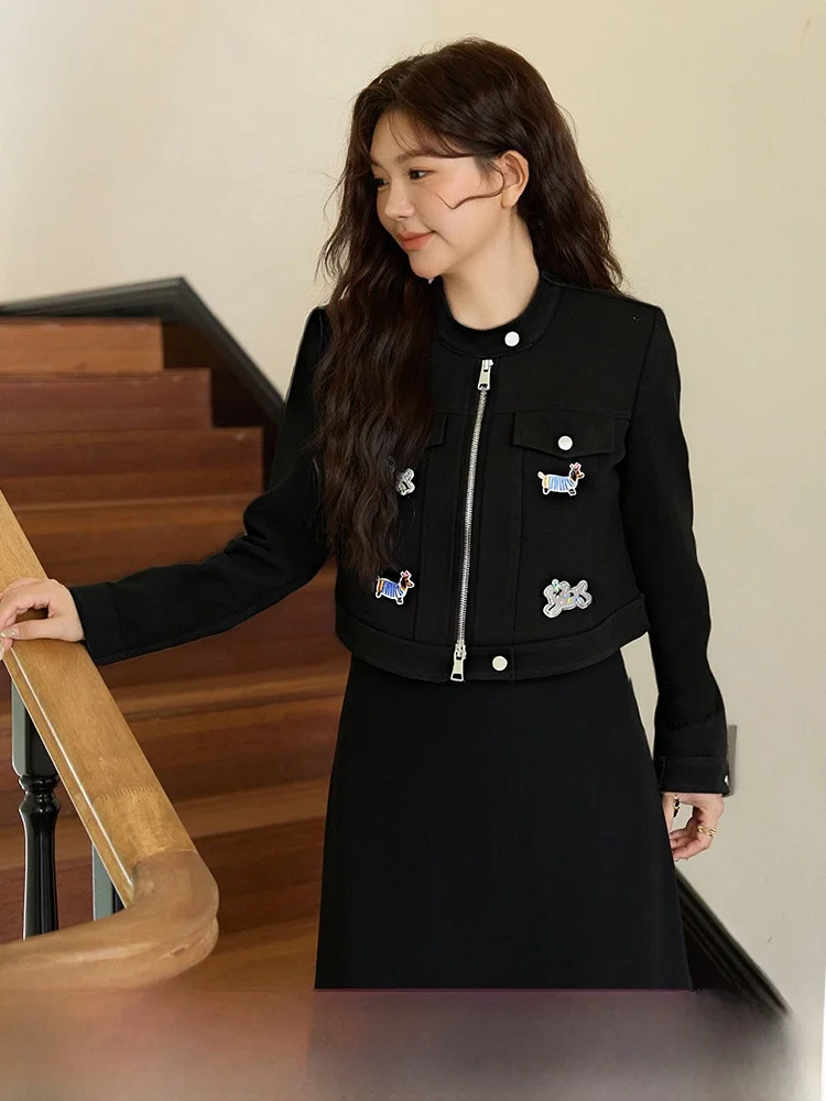 

Модный женский наряд больших размеров в стиле ретро, длинный комплект све Джаэ и ter Dr, осень 2023, для поездок на работу, полиэфирное волокно