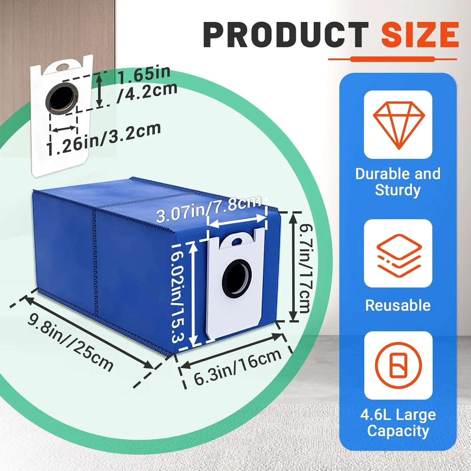 حقيبة استبدال كيس الغبار كيس القمامة للمكانس الكهربائية الروبوتية Bobsweep RC400 Dustin and Orb-I