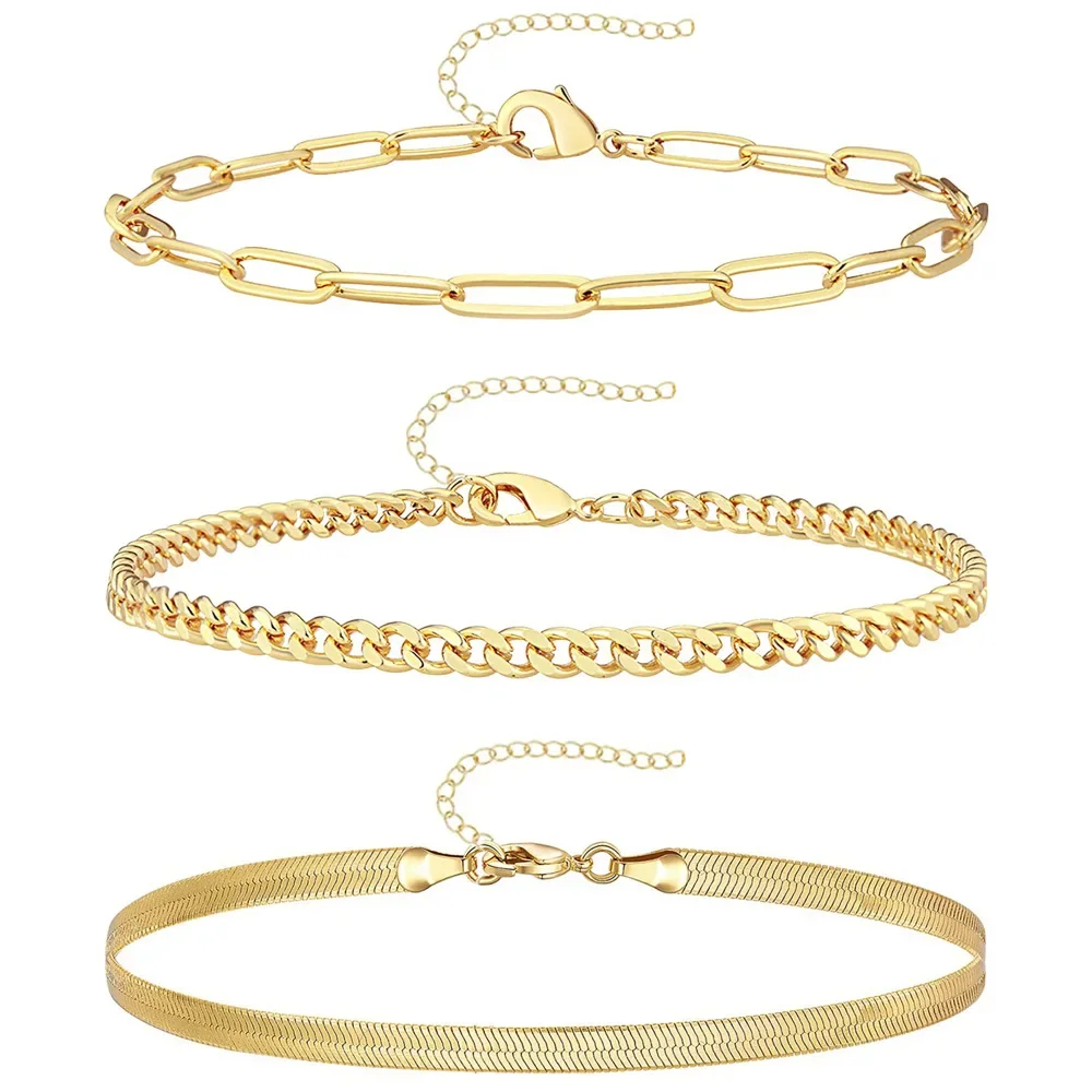 3Pcs Stainless Steel Beach Anklet Set For Women Waterproof Snake Twisted Rope Chain On Foot Jewelry Girls Summer Ankle Bracelet image 2