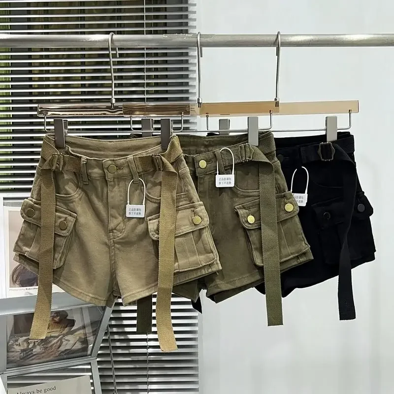 Summer High-waisted Hip Lift Spice Hot Pants Big Pocket Cargo Jean Shorts Women's Stretch Slim New Trend Relaxation Loose Shorts