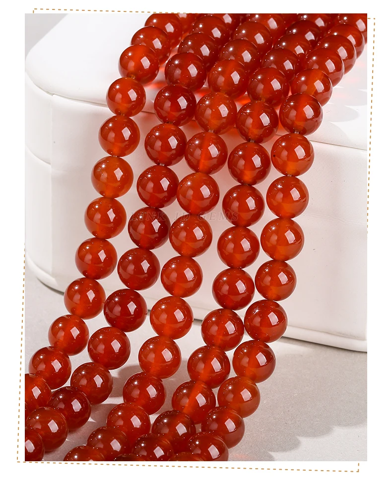 7A Naturstein Rote Achatperle Runde Karneol-Onyx Lose Zwischenperlen für Schmuckherstellung DIY Armbänder Halsketten Zubehör – Detail 7